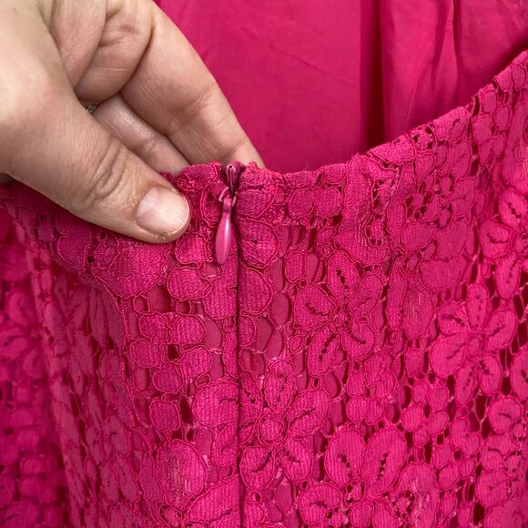 Zara Fuchsia Lace Halter Backless Long Midi Back Slit Lined Sheath Dress Sz XS - Picture 5 of 8